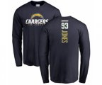 Los Angeles Chargers #93 Justin Jones Navy Blue Backer Long Sleeve T-Shirt