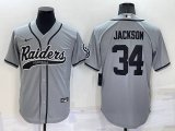 Las Vegas Raiders #34 Bo Jackson Grey Stitched MLB Cool Base Nike Baseball Jersey