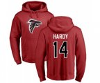 Atlanta Falcons #14 Justin Hardy Red Name & Number Logo Pullover Hoodie