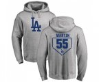Los Angeles Dodgers #55 Russell Martin Gray RBI Pullover Hoodie