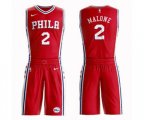 Philadelphia 76ers #2 Moses Malone Swingman Red Basketball Suit Jersey Statement Edition