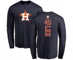 Houston Astros #45 Carlos Lee Navy Blue Backer Long Sleeve T-Shirt