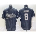 Las Vegas Raiders #8 Josh Jacobs Black Stripe Cool Base Stitched Baseball Jersey