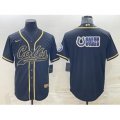 Indianapolis Colts Black Gold Team Big Logo With Patch Cool Base Stitched Baseball Jersey