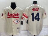 Los Angeles Angels #14 Tyler Wade Number Cream 2022 City Connect Cool Base Stitched Jersey