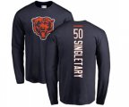 Chicago Bears #50 Mike Singletary Navy Blue Backer Long Sleeve T-Shirt