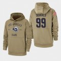 Los Angeles Rams #99 Aaron Donald 2019 Salute to Service Sideline Therma Pullover Hoodie - Tan