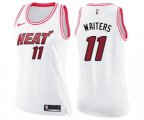 Women's Miami Heat #11 Dion Waiters Swingman White Pink Fashion Basketball Jersey