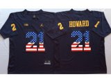 Michigan Wolverines #21 Desmond Howard Navy White USA Flag College Jersey