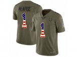 Indianapolis Colts #1 Pat McAfee Limited Olive USA Flag 2017 Salute to Service NFL Jersey