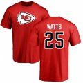 Kansas City Chiefs #25 Armani Watts Red Name & Number Logo T-Shirt