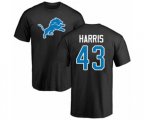 Detroit Lions #43 Will Harris Black Name & Number Logo T-Shirt