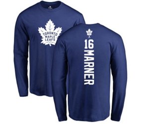 Toronto Maple Leafs #16 Mitchell Marner Royal Blue Backer Long Sleeve T-Shirt