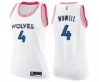 Women's Minnesota Timberwolves #4 Jaylen Nowell Swingman WhitePink Fashion Basketball Jersey