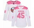 Women New York Islanders #45 Noah Dobson Authentic White Pink Fashion NHL Jersey