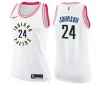 Women's Indiana Pacers #24 Alize Johnson Swingman White Pink Fashion Basketball Jersey
