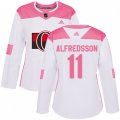 Women Ottawa Senators #11 Daniel Alfredsson Authentic White Pink Fashion NHL Jersey