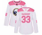 Women Adidas Buffalo Sabres #33 Jason Kasdorf Authentic White Pink Fashion NHL Jersey