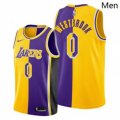 Los Angeles Lakers #0 Russell Westbrookgold purple split edition jersey
