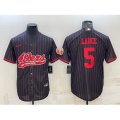 San Francisco 49ers #5 Trey Lance Black With Patch Cool Base Stitched Baseball Jersey