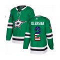 Dallas Stars #2 Jamie Oleksiak Authentic Green USA Flag Fashion Hockey Jersey