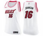 Women's Miami Heat #16 James Johnson Swingman White Pink Fashion Basketball Jersey