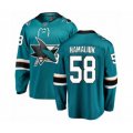 San Jose Sharks #58 Dillon Hamaliuk Fanatics Branded Teal Green Home Breakaway Hockey Jersey