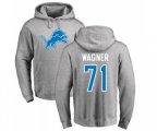 Detroit Lions #71 Ricky Wagner Ash Name & Number Logo Pullover Hoodie