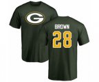 Green Bay Packers #28 Tony Brown Green Name & Number Logo T-Shirt