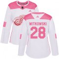 Women's Detroit Red Wings #28 Luke Witkowski Authentic White Pink Fashion NHL Jersey