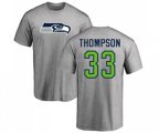 Seattle Seahawks #33 Tedric Thompson Ash Name & Number Logo T-Shirt