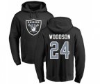 Oakland Raiders #24 Charles Woodson Black Name & Number Logo Pullover Hoodie