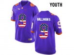 2016 US Flag Fashion Youth Clemson Tigers Wayne Gallman II #9 College Football Limited Jersey - Purple