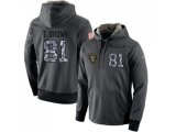 Oakland Raiders #81 Tim Brown Stitched Black Anthracite Salute to Service Player Performance Hoodie