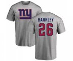 New York Giants #26 Saquon Barkley Ash Name & Number Logo T-Shirt