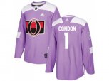 Adidas Ottawa Senators #1 Mike Condon Purple Authentic Fights Cancer Stitched NHL Jersey
