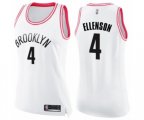Women's Brooklyn Nets #4 Henry Ellenson Swingman White Pink Fashion Basketball Jersey