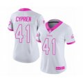 Women Philadelphia Eagles #41 Johnathan Cyprien Limited White Pink Rush Fashion Football Jersey
