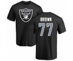 Oakland Raiders #77 Trent Brown Black Name & Number Logo T-Shirt