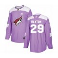 Arizona Coyotes #29 Barrett Hayton Authentic Purple Fights Cancer Practice Hockey Jersey