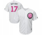 Chicago Cubs #17 Kris Bryant Replica White 2016 Mother's Day Cool Base Baseball Jersey