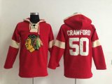 Chicago Blackhawks #50 Corey Crawford Red-Cream pullover hooded