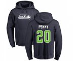 Seattle Seahawks #20 Rashaad Penny Navy Blue Name & Number Logo Pullover Hoodie