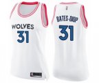 Women's Minnesota Timberwolves #31 Keita Bates-Diop Swingman White Pink Fashion Basketball Jersey
