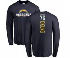 Los Angeles Chargers #76 Russell Okung Navy Blue Backer Long Sleeve T-Shirt