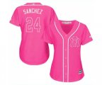 Women's New York Yankees #24 Gary Sanchez Authentic Pink Fashion Cool Base Baseball Jersey