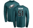 Philadelphia Eagles #51 Zach Brown Green Name & Number Logo Long Sleeve T-Shirt