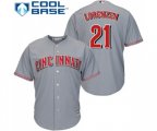 Cincinnati Reds #21 Michael Lorenzen Replica Grey Road Cool Base Baseball Jersey