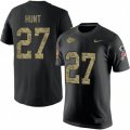Kansas City Chiefs #27 Kareem Hunt Black Camo Salute to Service T-Shirt
