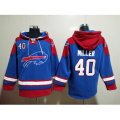 Buffalo Bills #40 Von Miller Blue Ageless Must Have Lace Up Pullover Hoodie